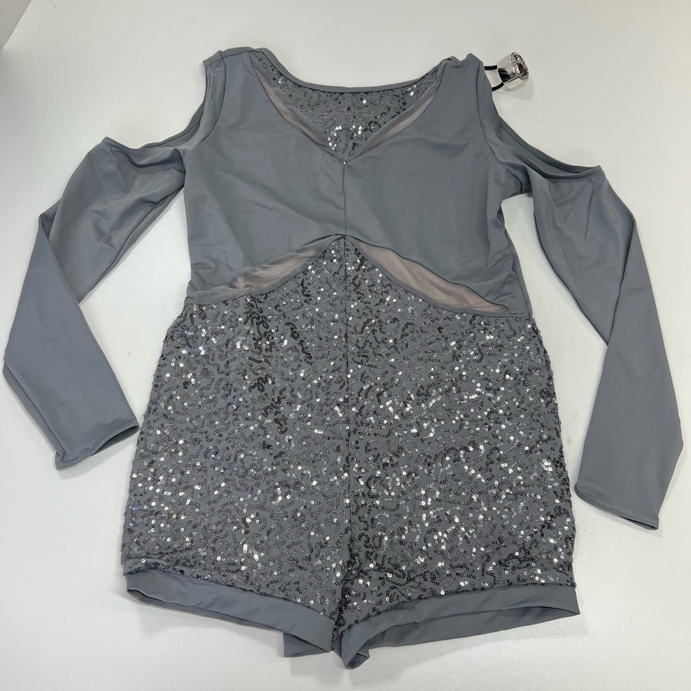 Weissman Dance Performance Costume Child’s Size XXL Gray Sequin One Piece NEW